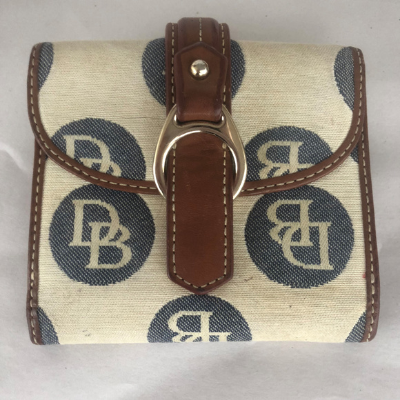 Dooney & Bourke Handbags - Dooney & Bourke White Navy Brown Wallet